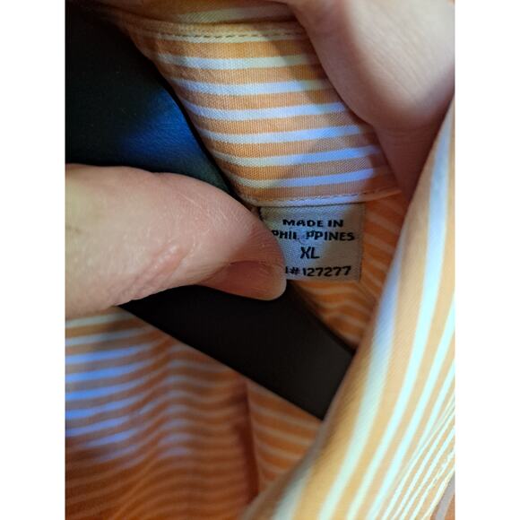 Donald Ross Orange and White‎ Striped Button Up Shirt Size XL - Picture 4 of 7